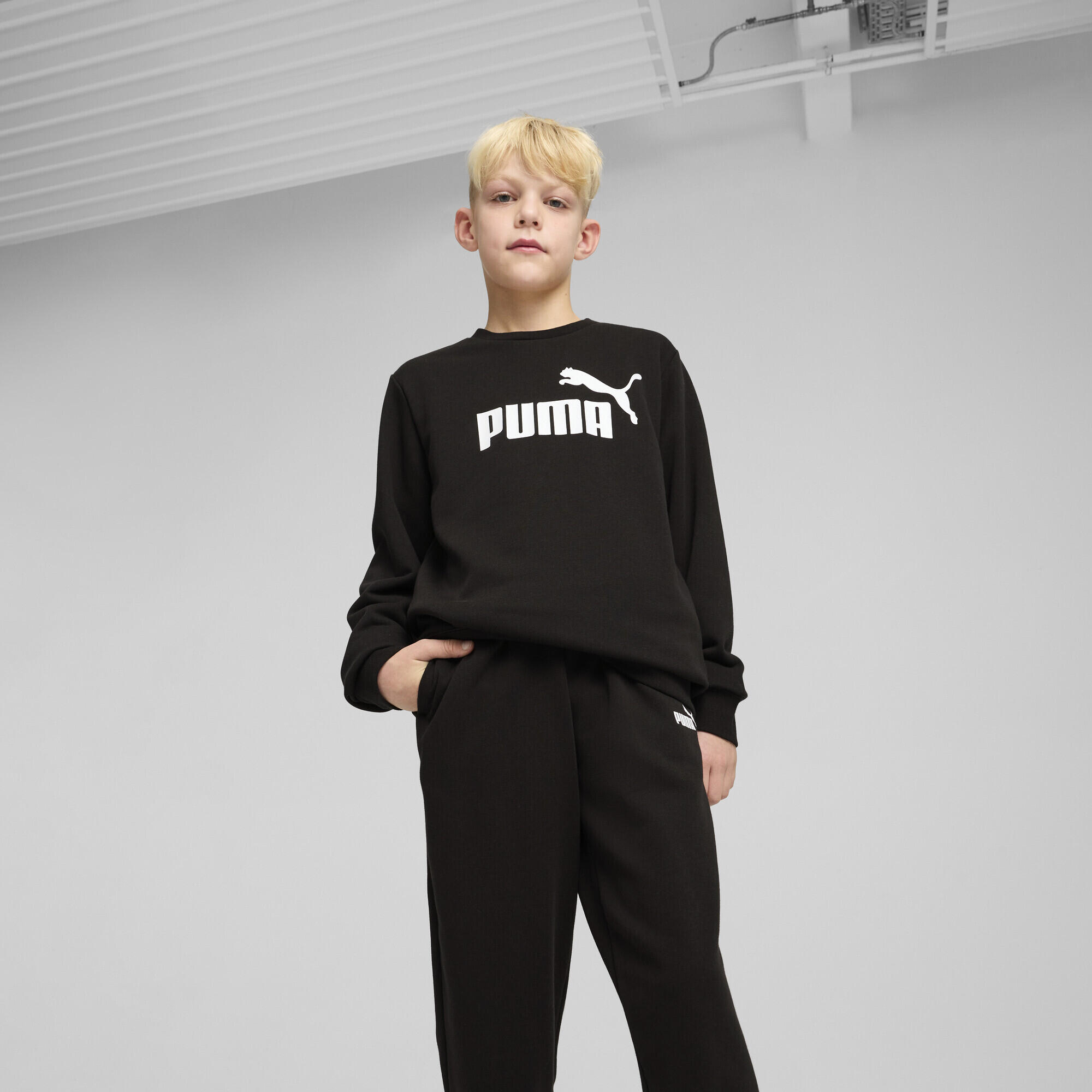 Essentials No. 1 Logo Crew Trainingsanzug Jungen PUMA Black 2/7