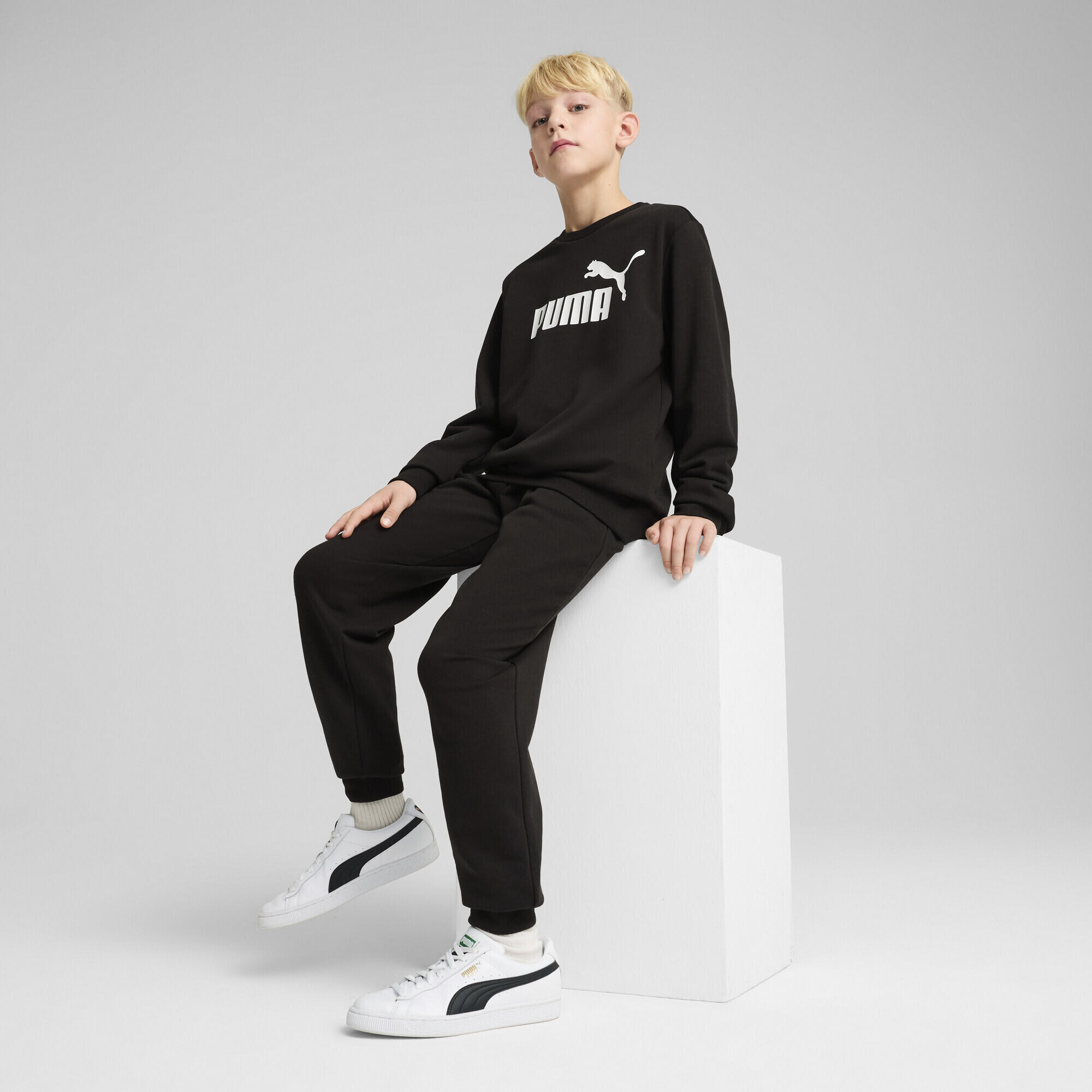 Essentials No. 1 Logo Crew Trainingsanzug Jungen PUMA Black 4/7