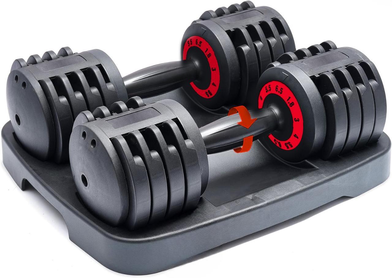 Coppia Manubri Pesi Palestra Casa Da 1.8 A 6.5 Kg - 5 Livelli Regolabili Set Con 2/7