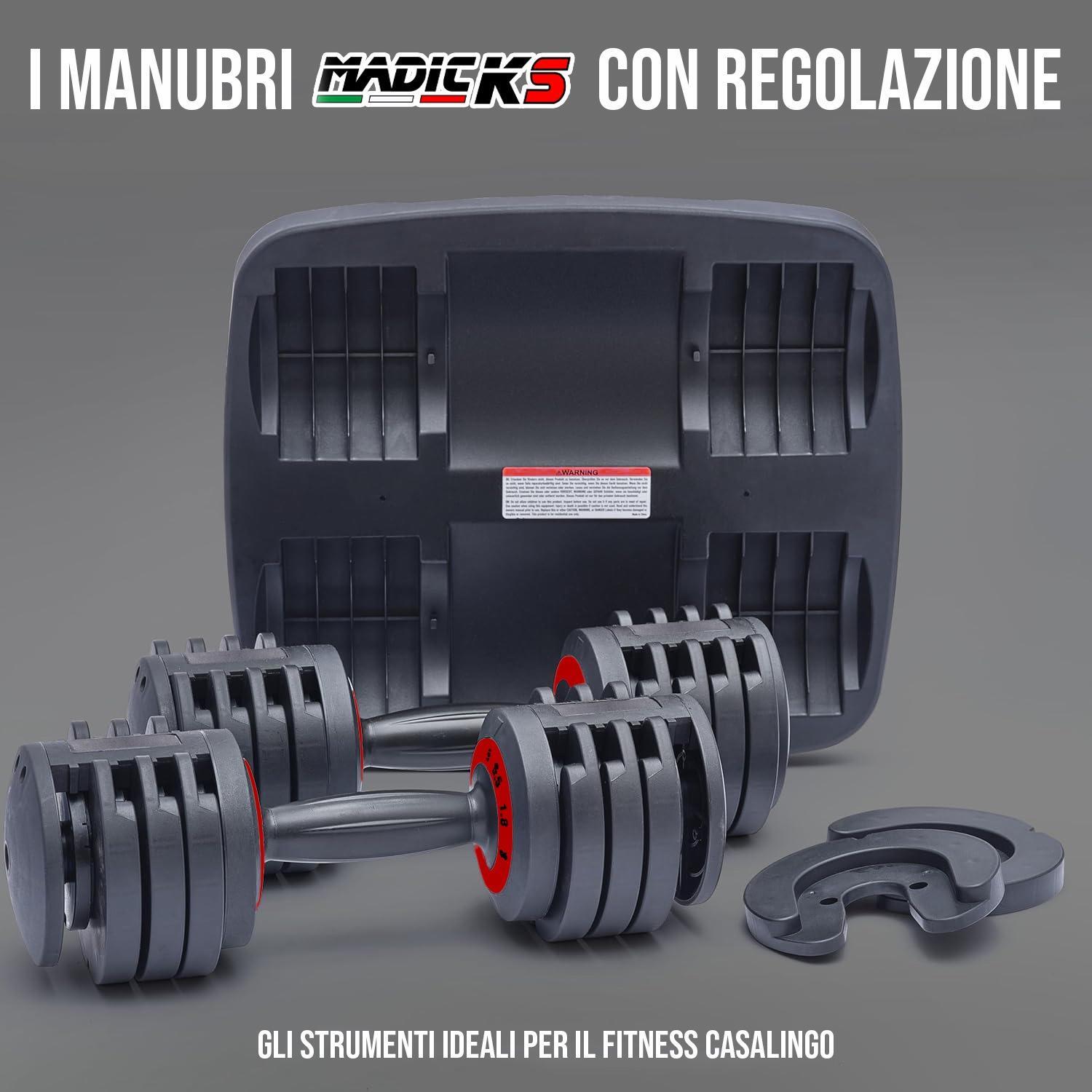 Coppia Manubri Pesi Palestra Casa Da 1.8 A 6.5 Kg - 5 Livelli Regolabili Set Con 5/7