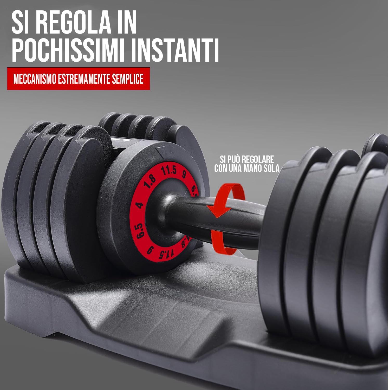 COPPIA MANUBRI PESI PALESTRA CASA DA 1.8 A 6.5 KG - 5 LIVELLI REGOLABILI SET CON 7/7