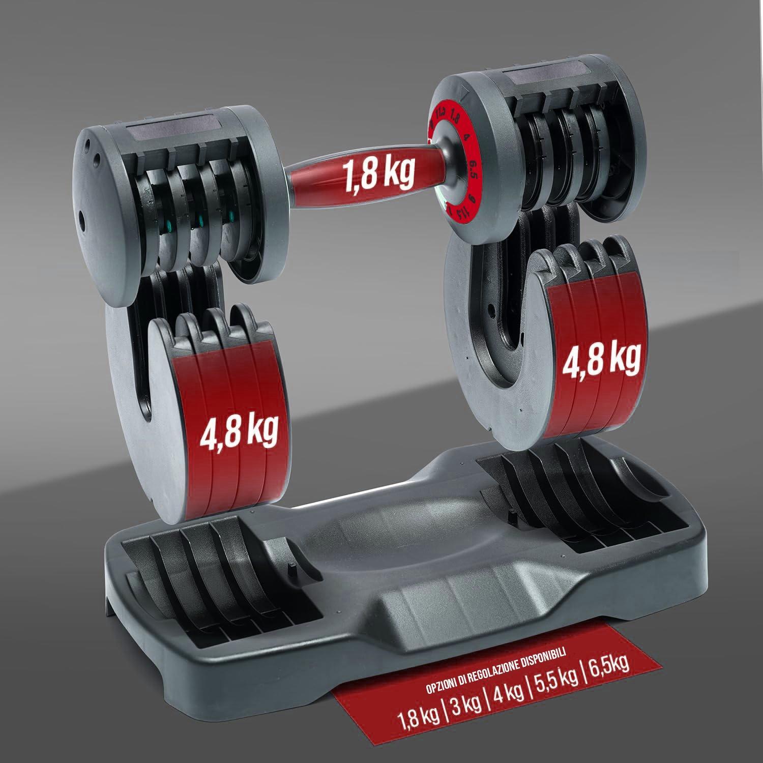 Coppia Manubri Pesi Palestra Casa Da 1.8 A 6.5 Kg - 5 Livelli Regolabili Set Con 3/7