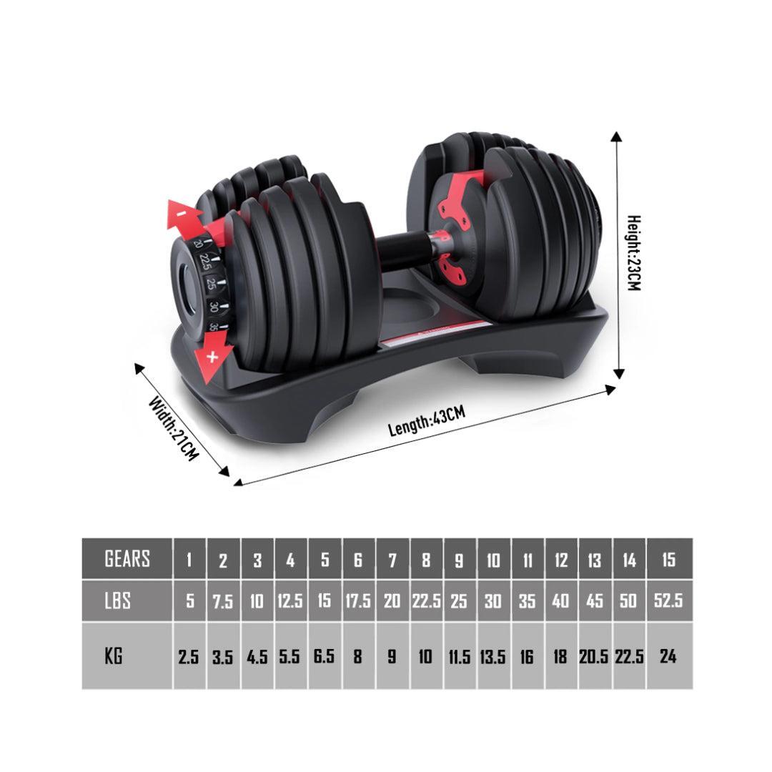 Coppia Manubri Pesi Palestra Casa Da 2.5 A 24 Kg - 15 Livelli Regolabili Set Con 6/7