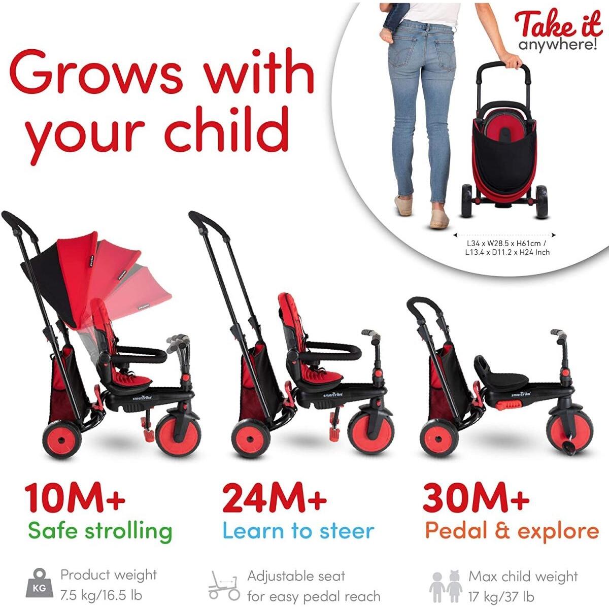 Smartrike Tricycle Evolutif Pliable STR3 Rouge 3/4