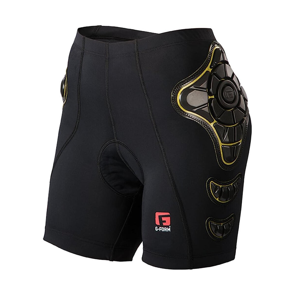 G-Form PRO-B Donna Pantaloncini A Compressione Con Protezione - Nero/Giallo, Antiurto Per Mountain Bike E Ciclismo