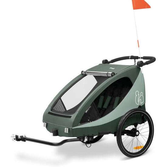 Remorque vélo duo Dryk Plus Vert Foncé