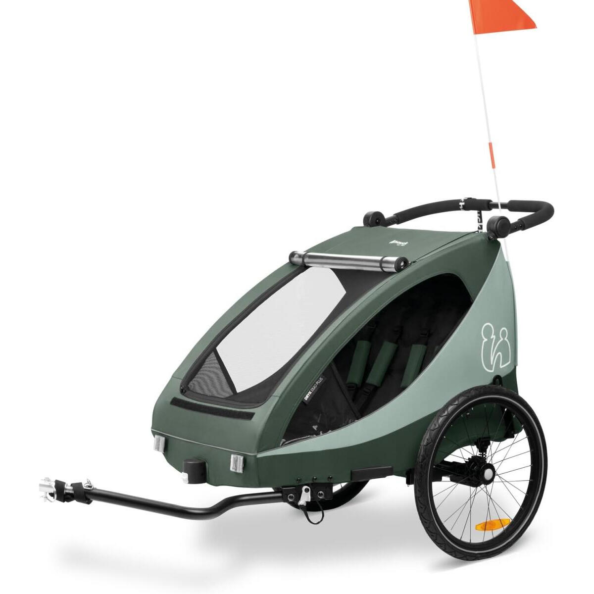 Hauck - Remorque Vélo Duo Dryk Plus Vert Foncé - Siège Vélo Enfant - Orange - Taille Unique - Decathlon