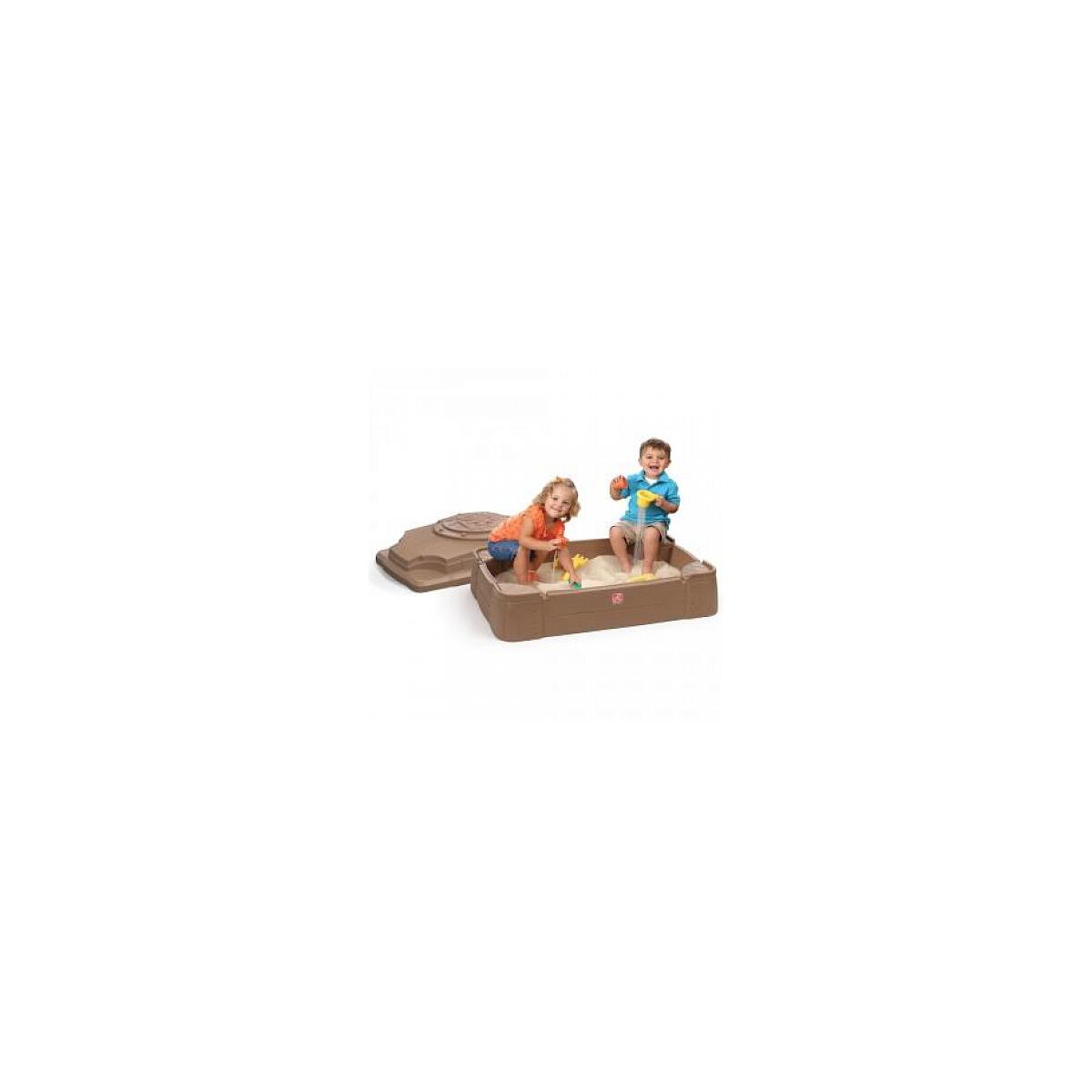 Play & Store Sandkasten Braun mit Deckel und 4 Sitzen, 107 cm x 71 cm x 28 cm 2/6