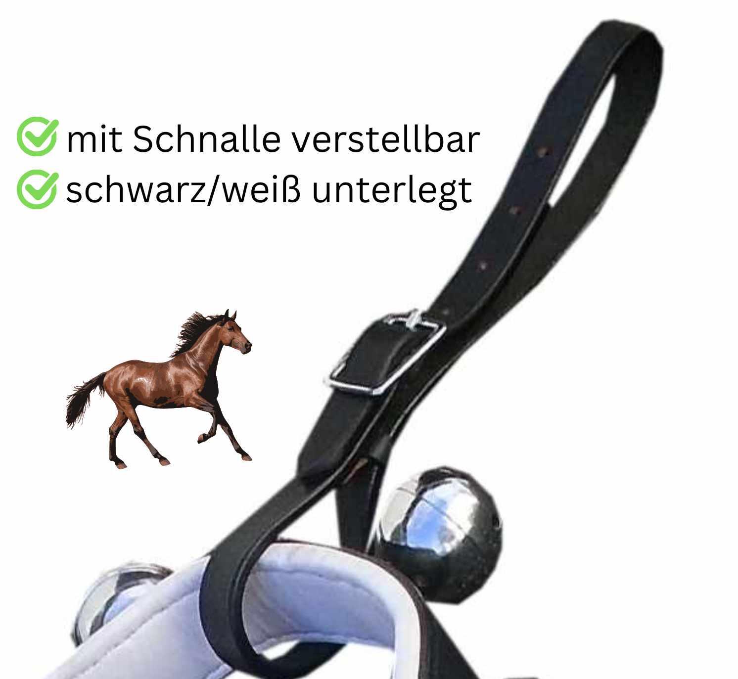 Schellenkranz  Schellengeläut schwarz/weiß unterlegt Glockengeläut für Pferde XL 4/4