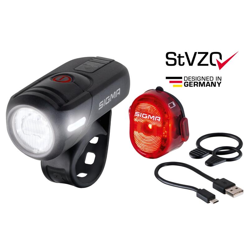 KIT D'ÉCLAIRAGE VÉLO AVANT/ARRIÈRE HOMOLOGUÉ ROUTE AURA 45 / NUGGET II