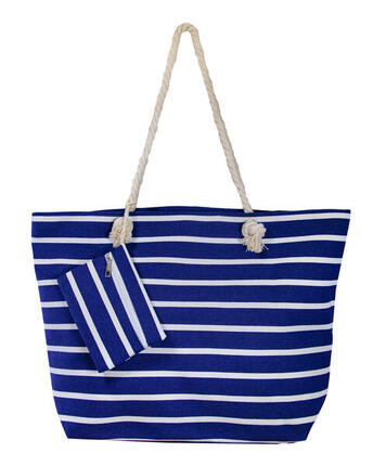 SAC DE PLAGE IMPRIMÉ AVEC PORTE-MONNAIE À RAYURES MARINE