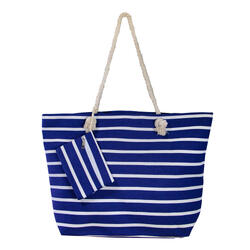 SAC DE PLAGE IMPRIMÉ AVEC PORTE-MONNAIE À RAYURES MARINE