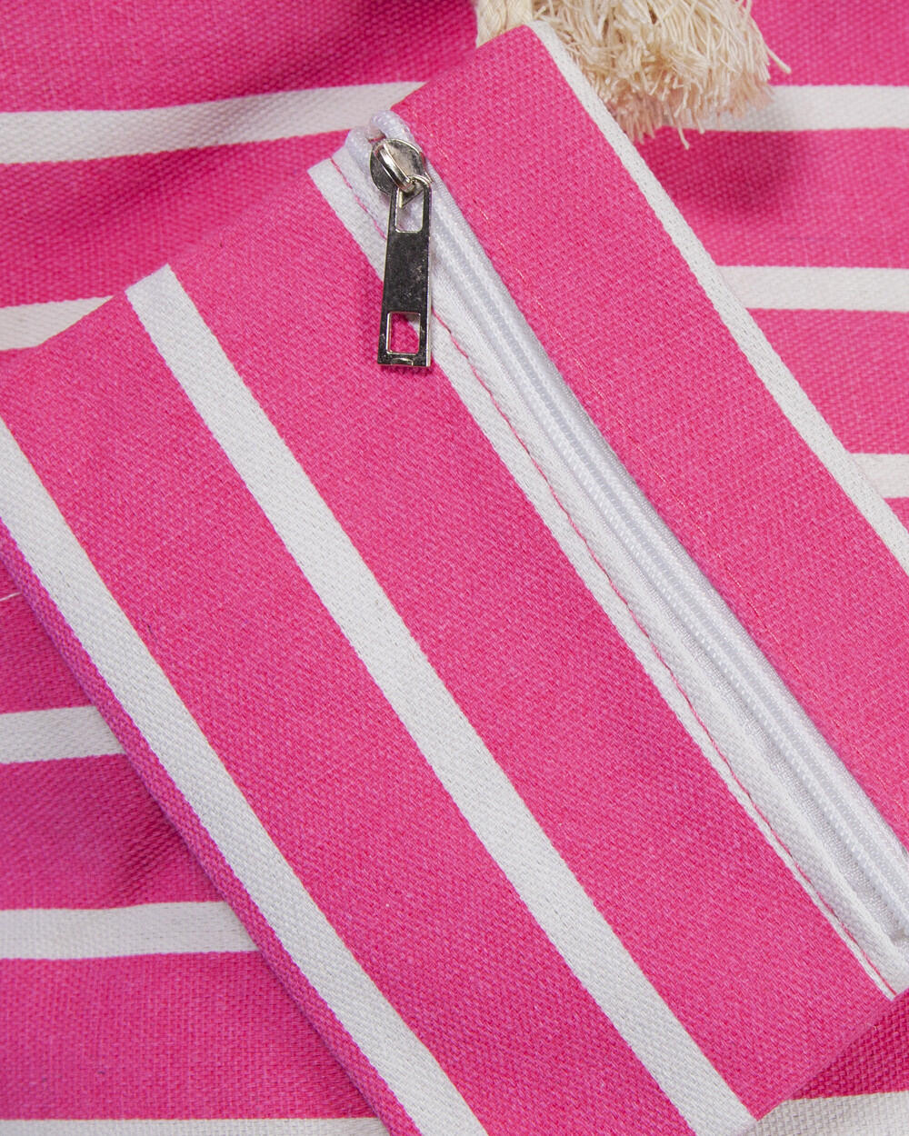 BOLSO ESTAMPADO DE PLAYA CON MONEDERO RAYAS ROSA 3/4
