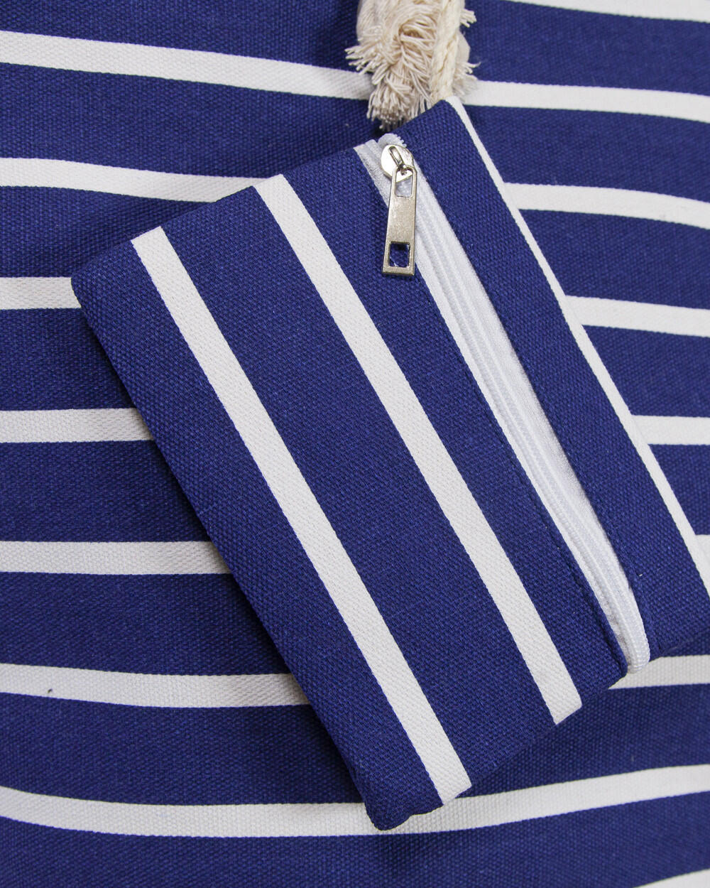 BOLSO ESTAMPADO DE PLAYA CON MONEDERO RAYAS MARINO 4/4