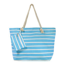SAC DE PLAGE IMPRIMÉ AVEC PORTE-MONNAIE À RAYURES TURQUOISE