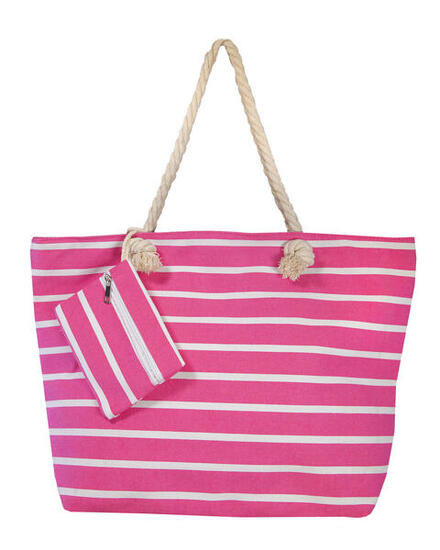 BORSA DA MARE STAMPATA CON BORSA A RIGHE ROSA