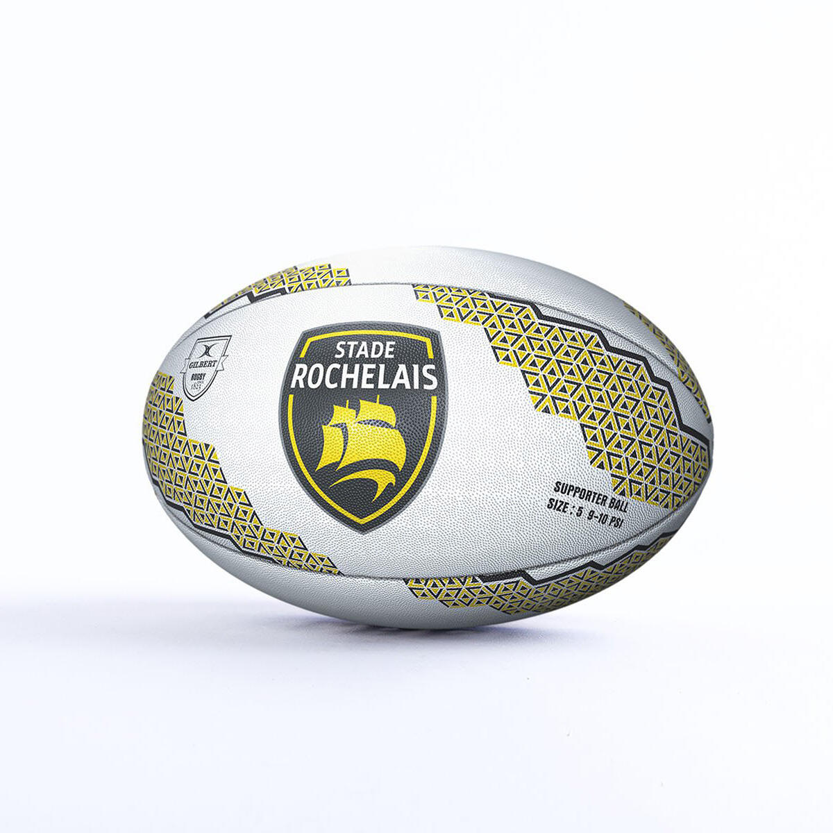 Gilbert - Ballon De Rugby Supporter Stade Rochelais Taille 5 - Ballon De Rugby - Blanc|jaune - Taille Unique - Decathlon