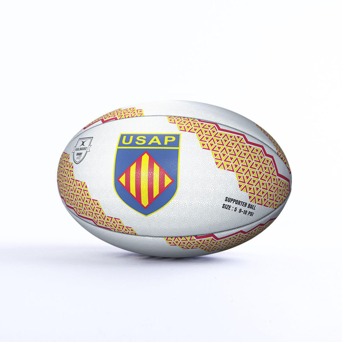 Gilbert - Ballon De Rugby Supporter Perpignan T5 Gilbert - Ballon De Rugby - Blanc - 5 - Decathlon