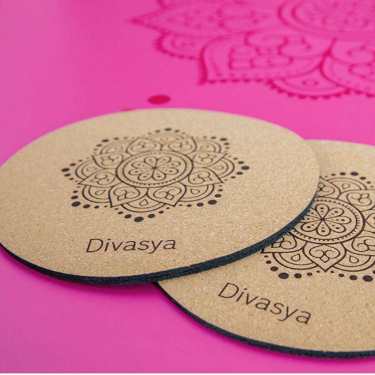 DIVASYA Genouillères De Yoga En Liège Naturel 20 Cm - Caoutchouc Amortissant Antidérapant Pour Genoux, Coudes, Poignets Et Repose-Tête