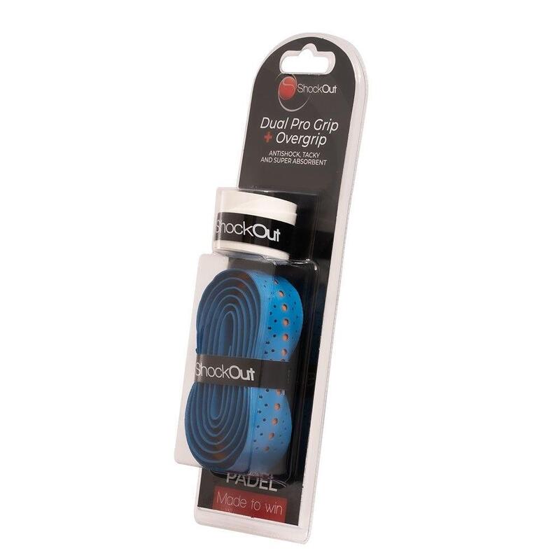 Dual Pro Grip + Overgrip Shockout Albastru/Portocaliu