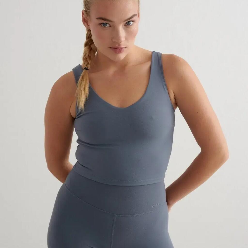 Women's Sports Bra Fully Lined Removable Pads V-Neck Sense Storm Blue