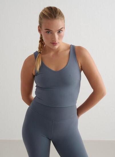 Femme Soutien-gorge de sport à col en V Bralette Bleu Orage