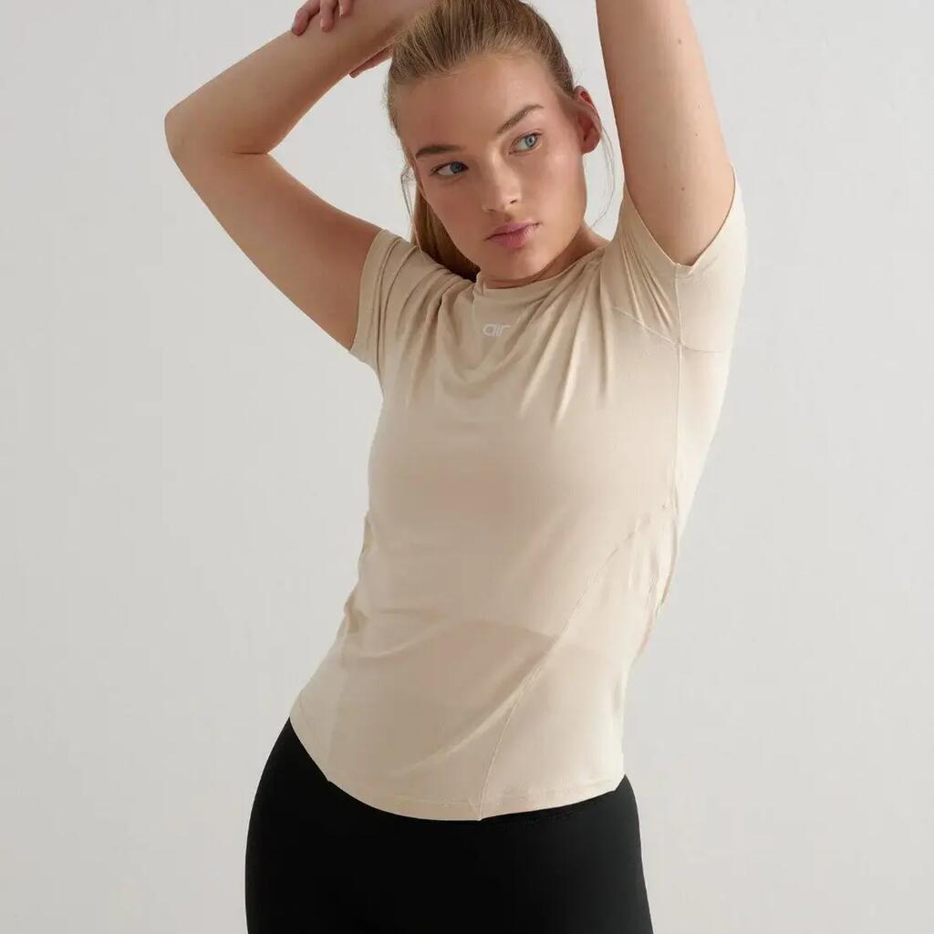 Women's Short Sleeve Top Moisture-Wicking Quick-Drying Soft Basic Café Au Lait