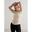 Femme Yoga T-shirt Manches Courtes Doux Évacuant l'humidité Beige