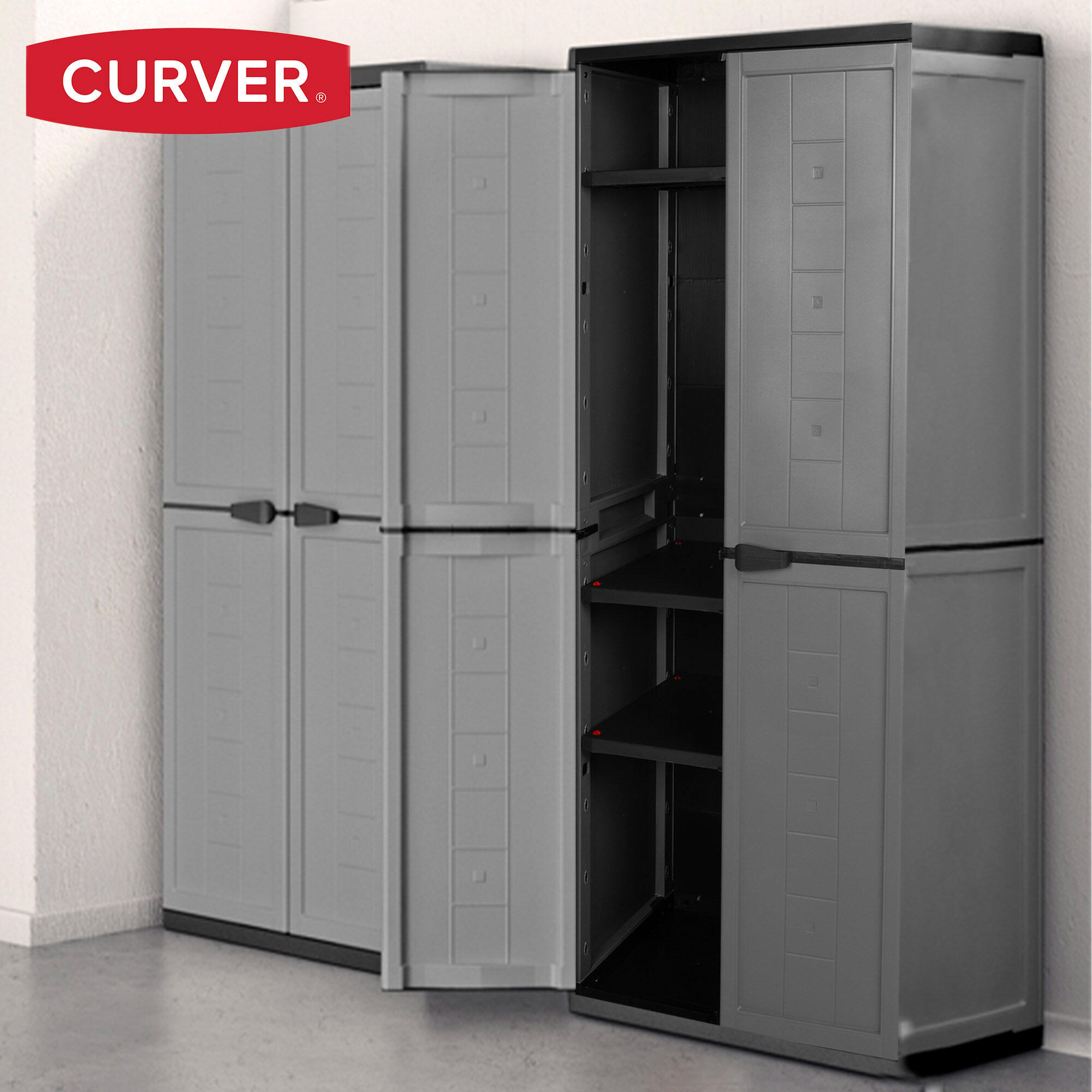 Curver Armário alto em resina 3 prateleiras 68x39x166 cm 2/7