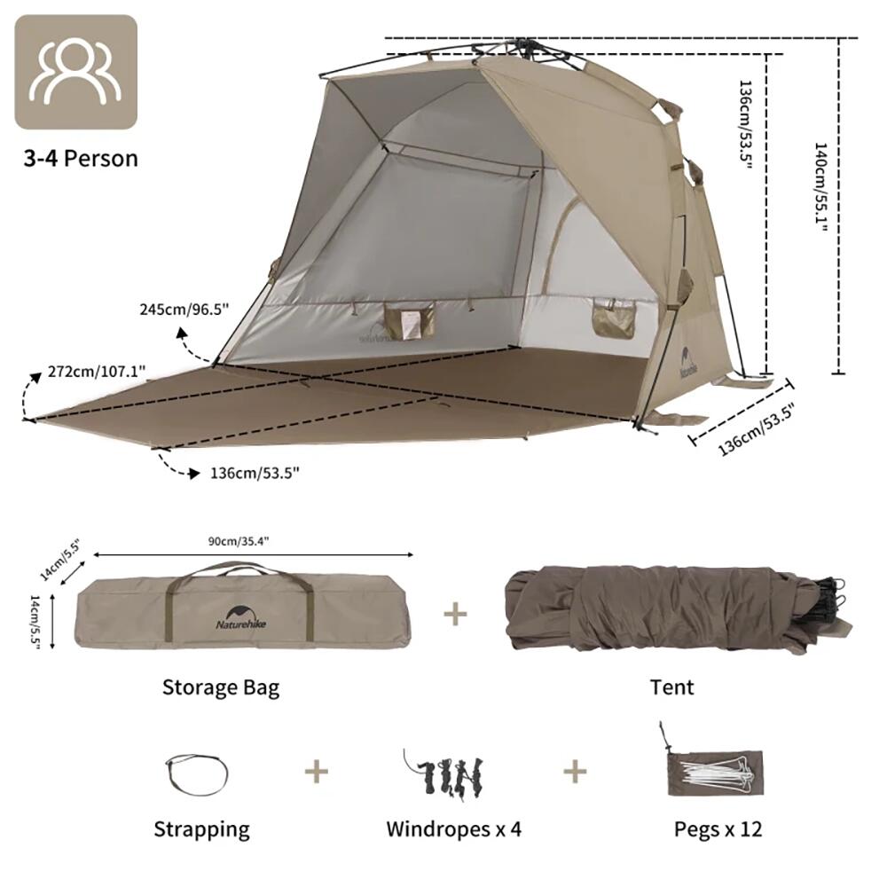 Tienda de Campaña Playa Nature Hike para 4 personas 6/7