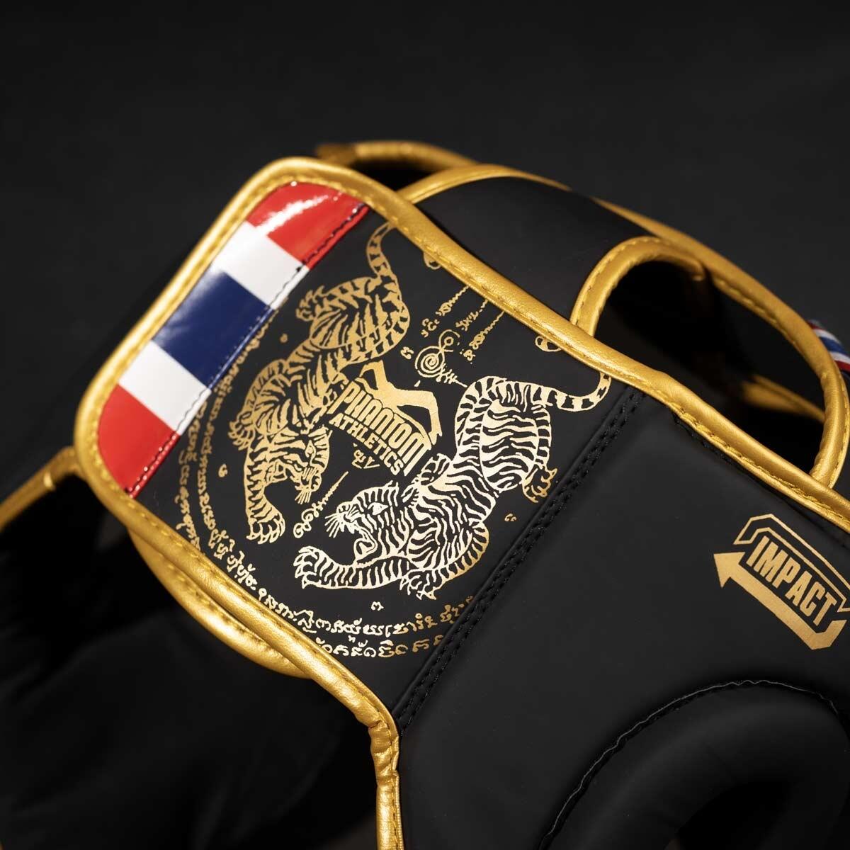 Casque de protection Muay Thai – Noir/Or – Taille unique 2/2