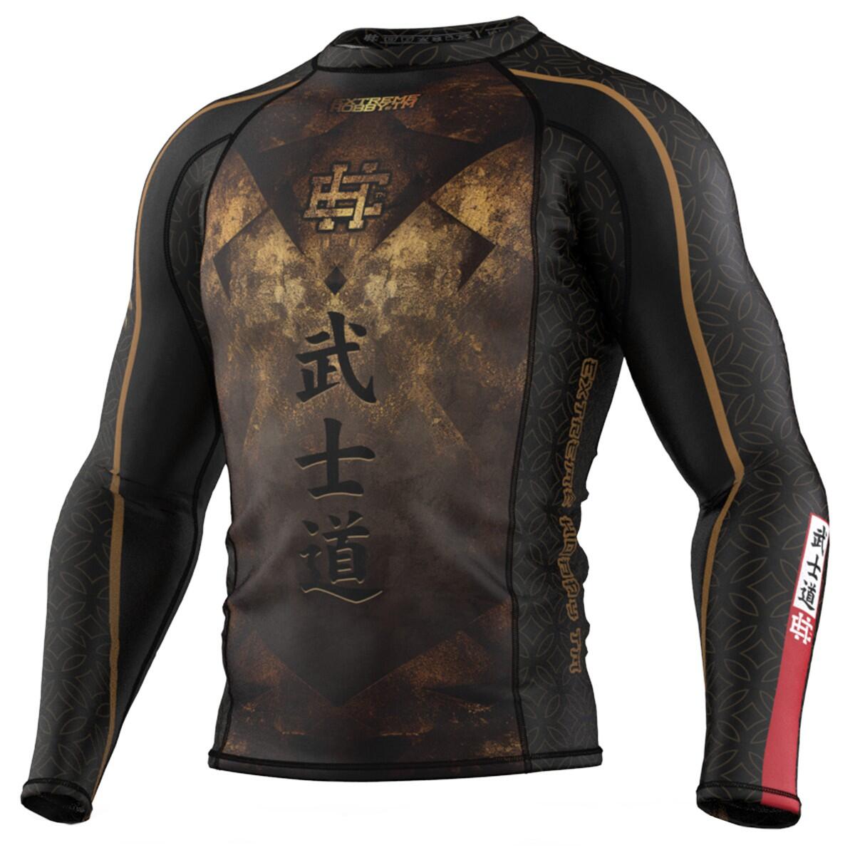 Rashguard de manga comprida para homem mma extreme hobby bushido