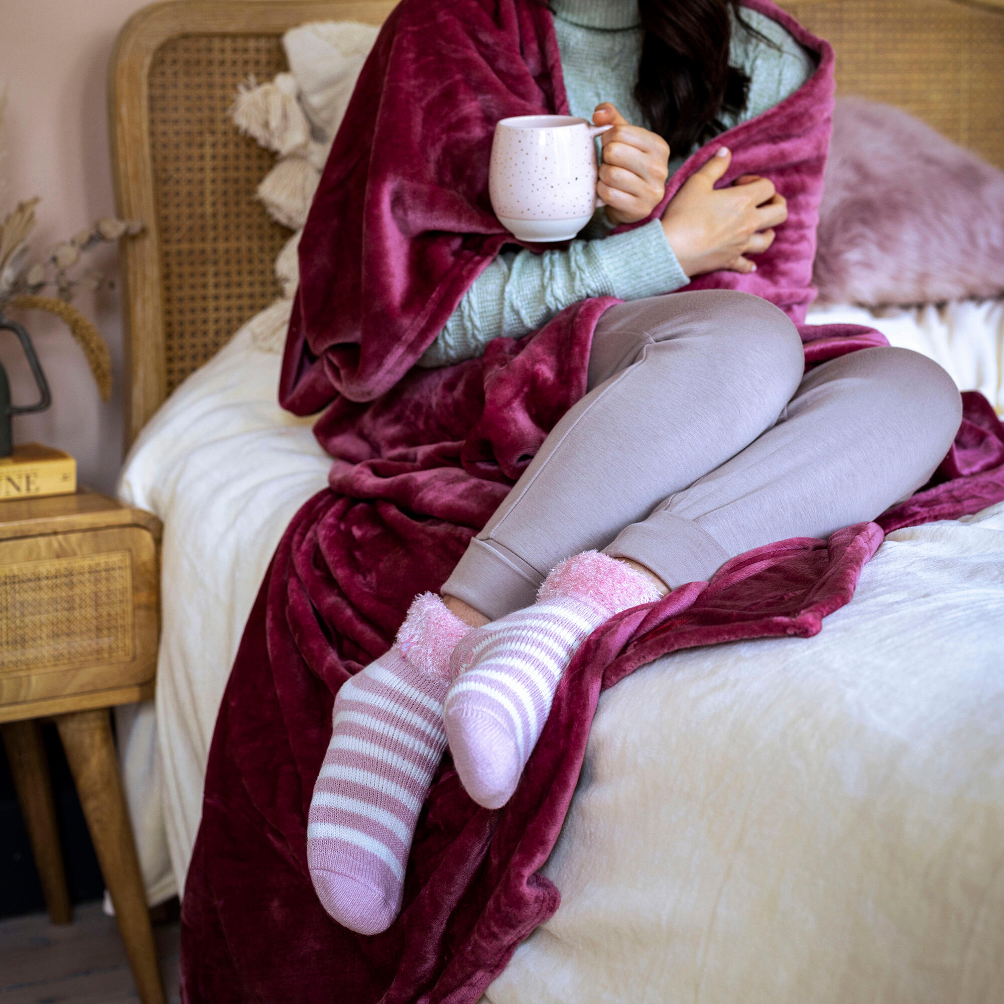 Ladies Stripe Lounge Socks With Lure 5/6
