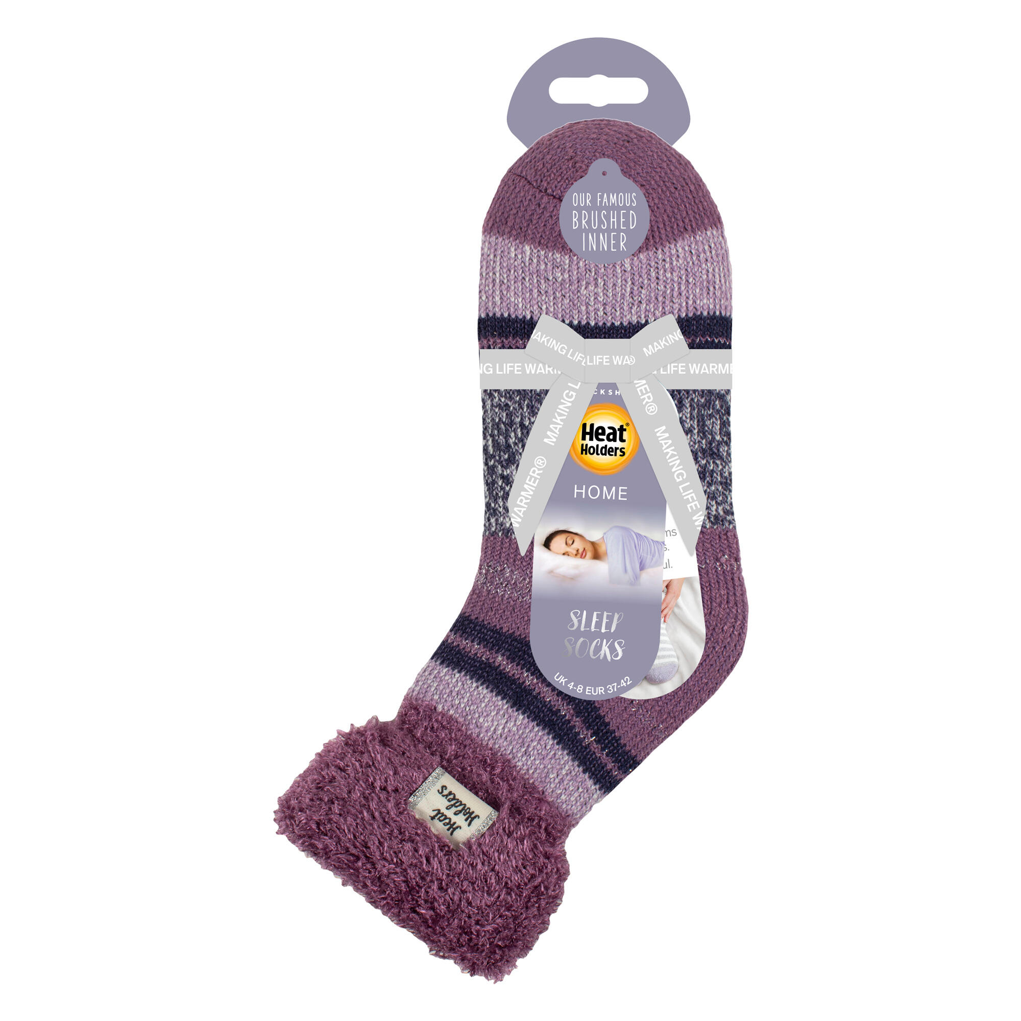 Ladies Stripe Lounge Socks With Lure 2/6