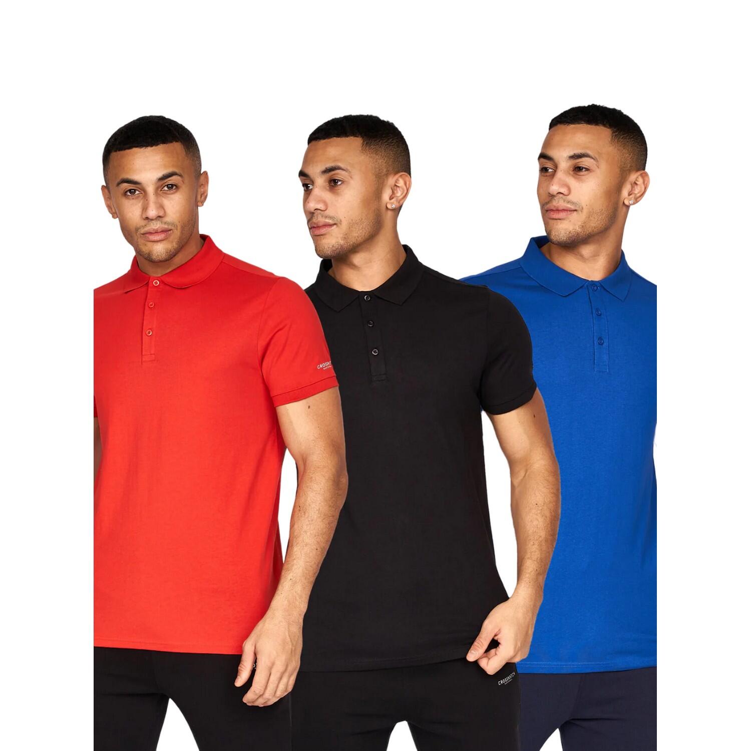Mens Traymax Polo Shirt (Pack of 3) (Black/Blue/Red) 1/4