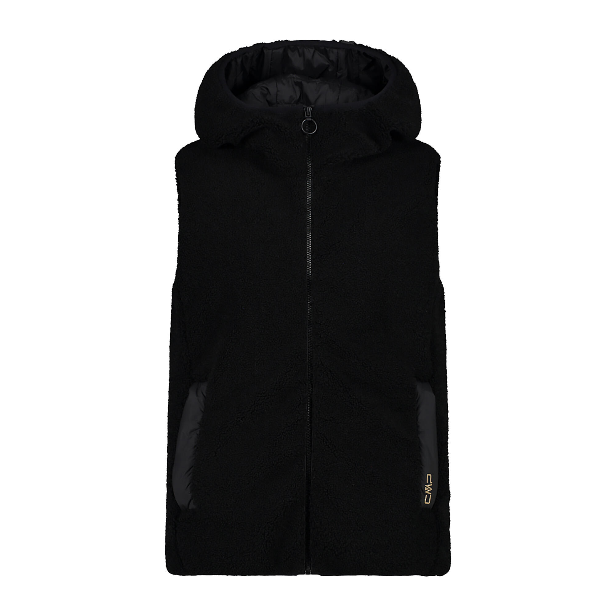 CMP Gilet à capuche fixe en fourrure Teddy pour femme - Noir 4/4