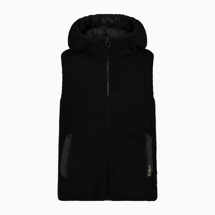 CMP Gilet à capuche fixe en fourrure Teddy pour femme - Noir