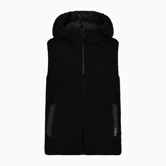 CMP Gilet à capuche fixe en fourrure Teddy pour femme - Noir