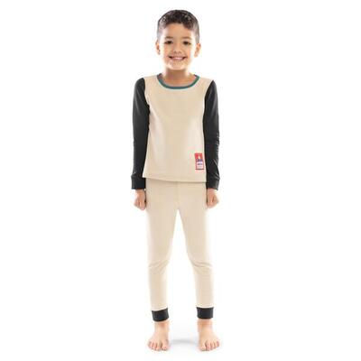 Kinderen wintersport jongens thermo ondergoed splat beige