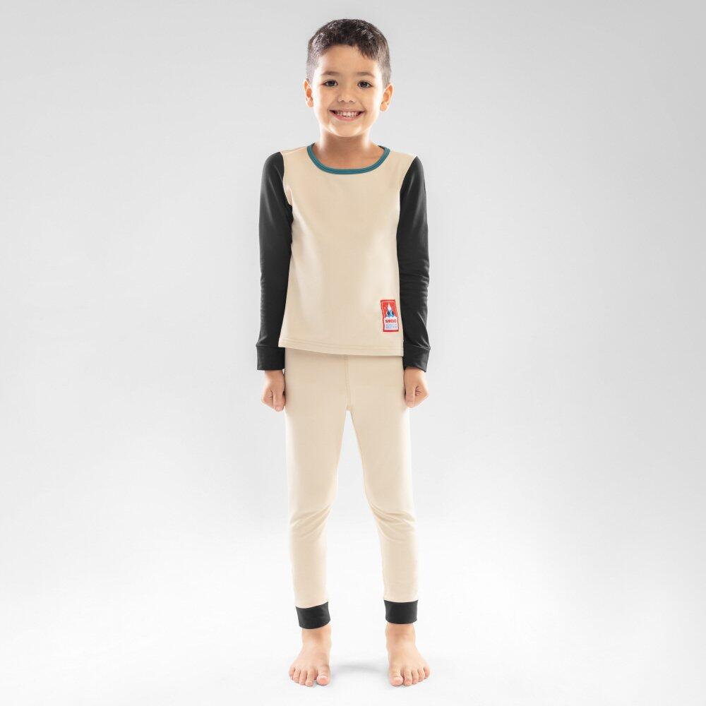 Conjunto interior térmico para rapaz Desportos de inverno Crianças Splat Beige 2/7