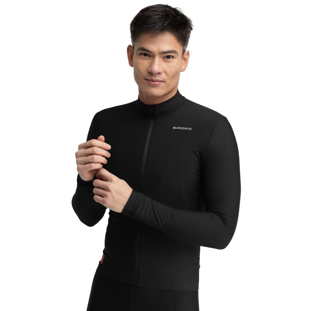SIROKO Pánský zimní cyklistický termo dres DW Grotto Černá