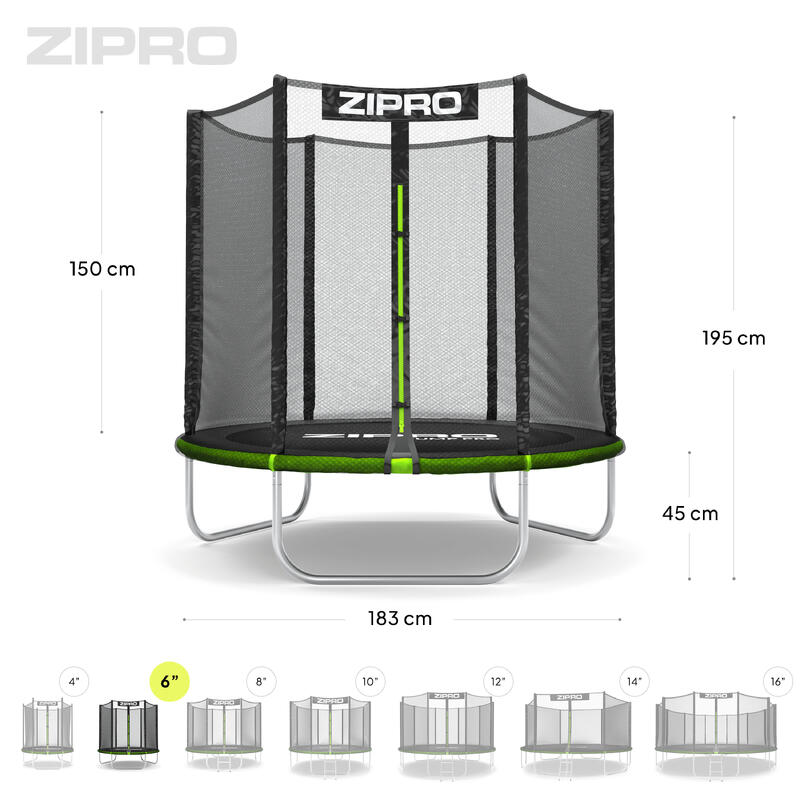 Trambulină de exterior Zipro Jump Pro cu plasă de protecție externă 6FT 183cm