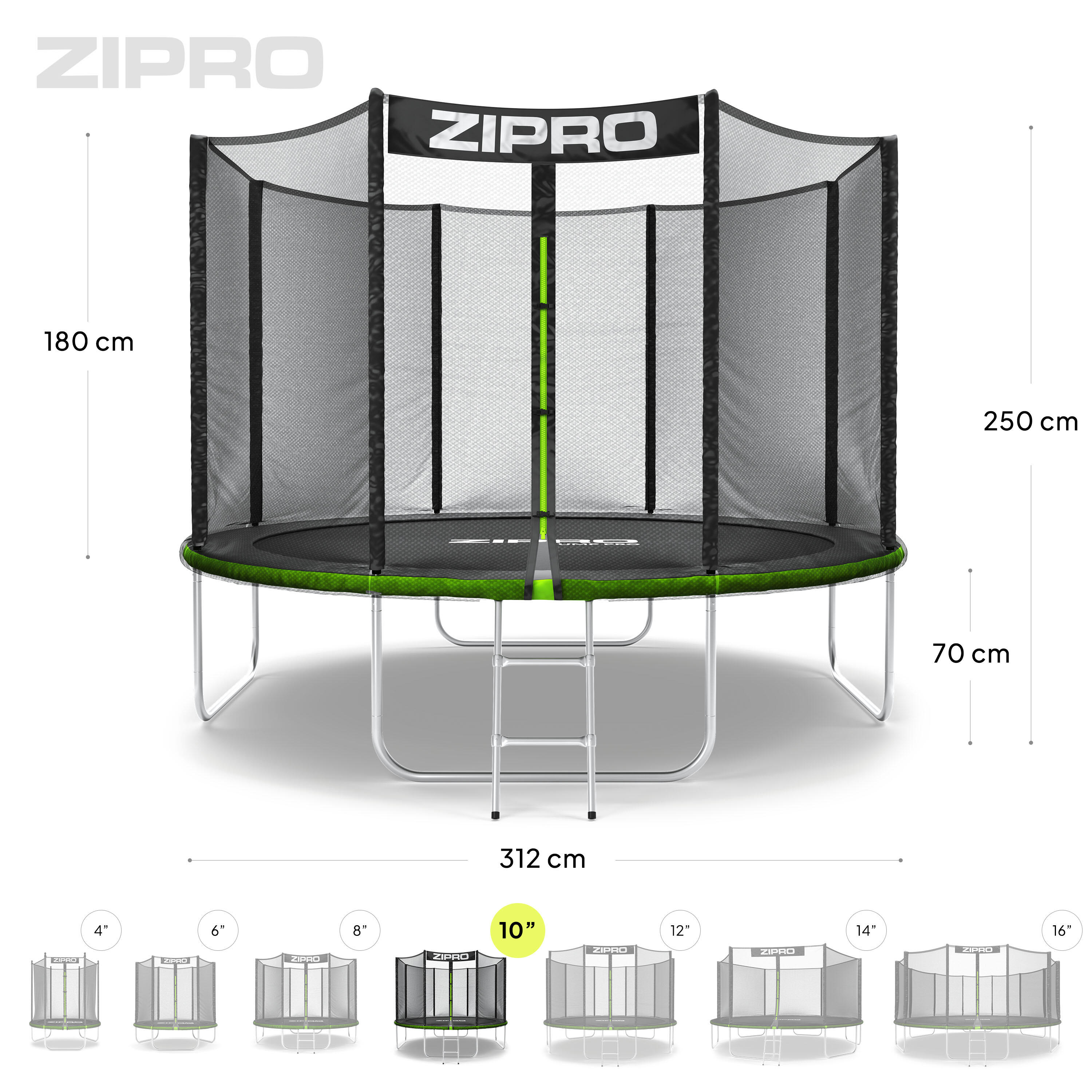 Second Life - Trampolina Zipro Jump Pro z siatką zewn. 10FT 312cm - stan dobry 7/7