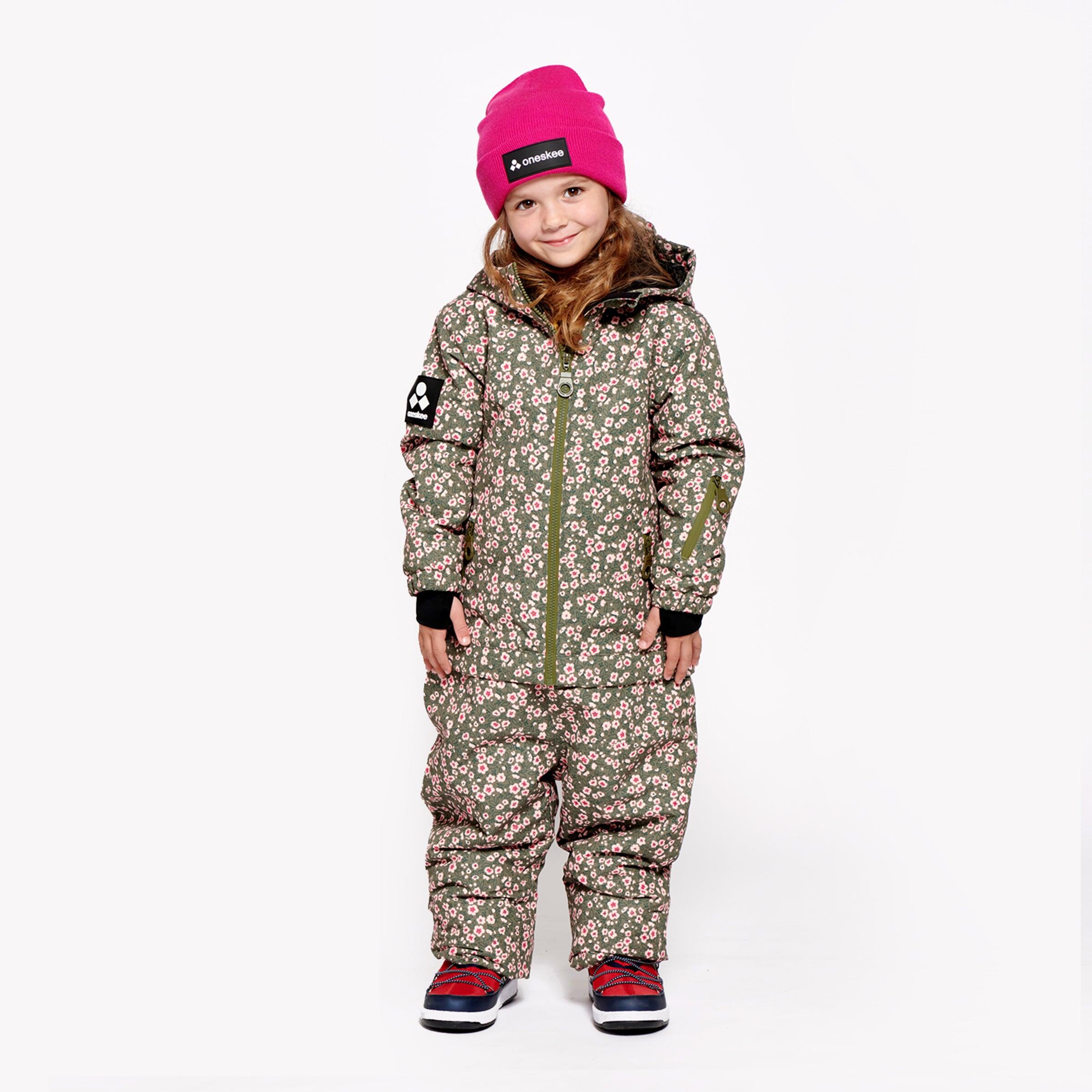 ONESKEE Kids 2-in-1 Snow Suit, Olive Floral
