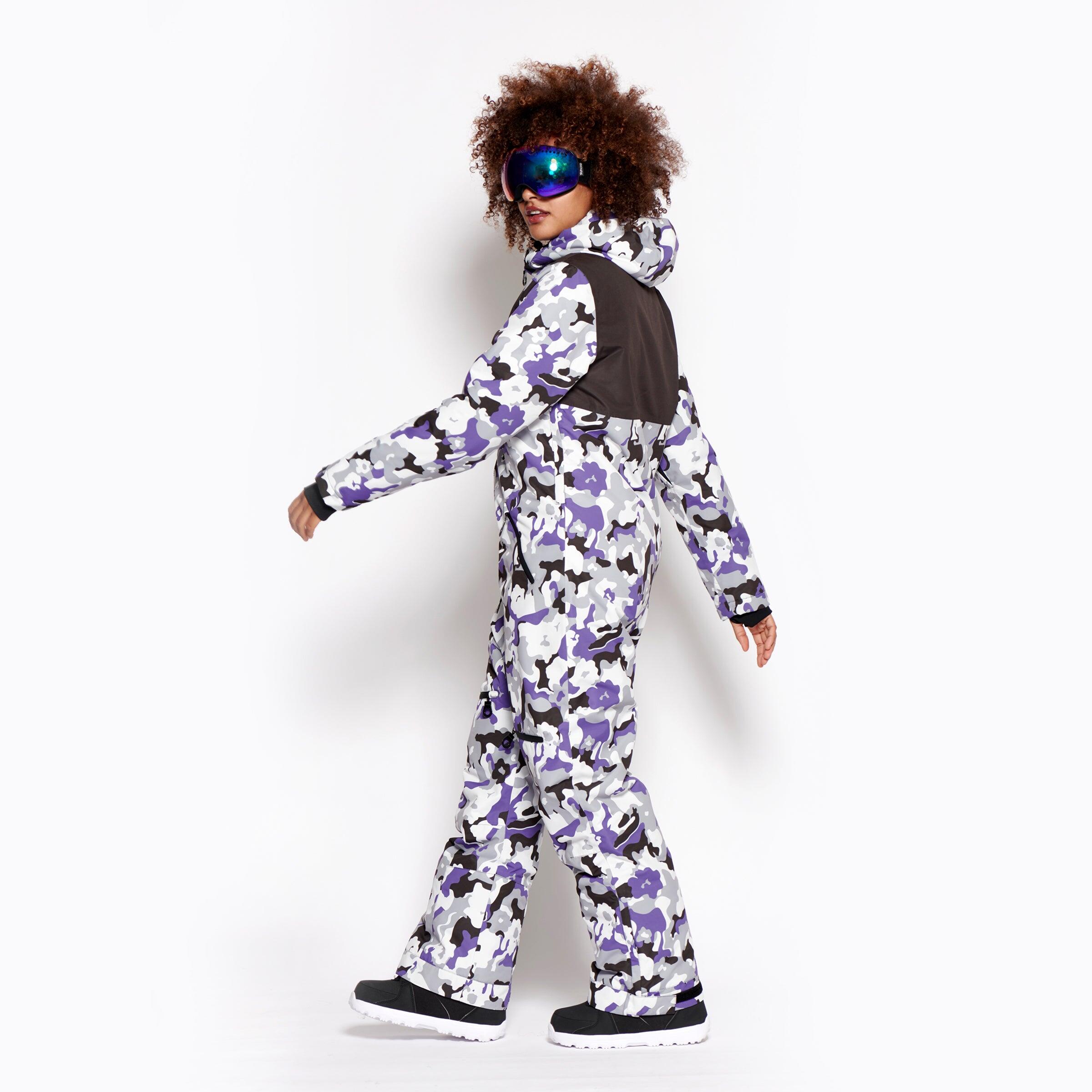 Women's Snow Suit, Purple Camo 3/7