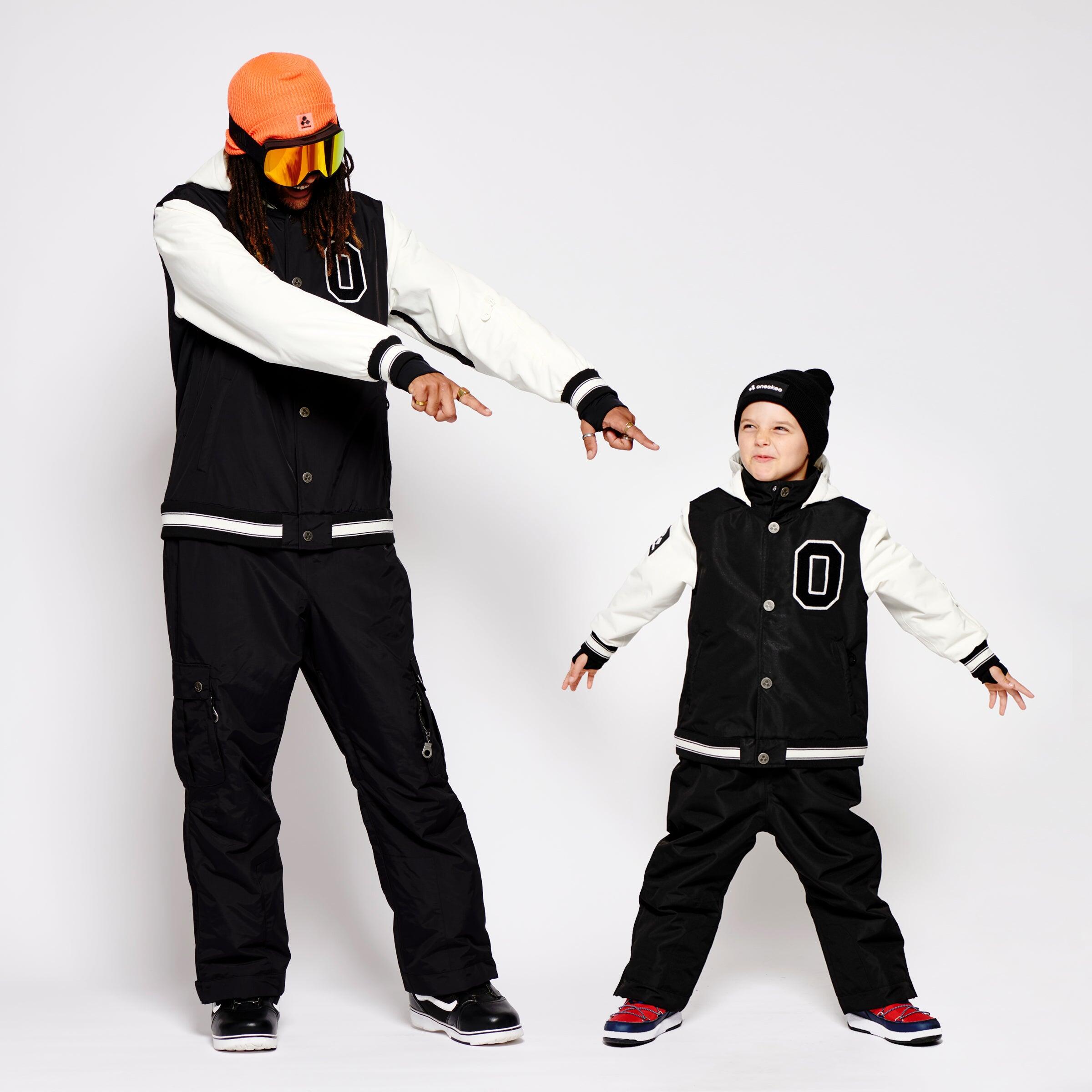 Kids 2-in-1 Snow Suit, Black Varsity 5/7