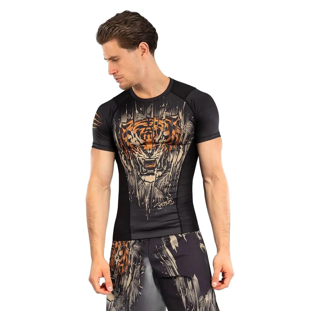 Venum Rashguard Tiger Short Sleeve Black/Neon Orange M