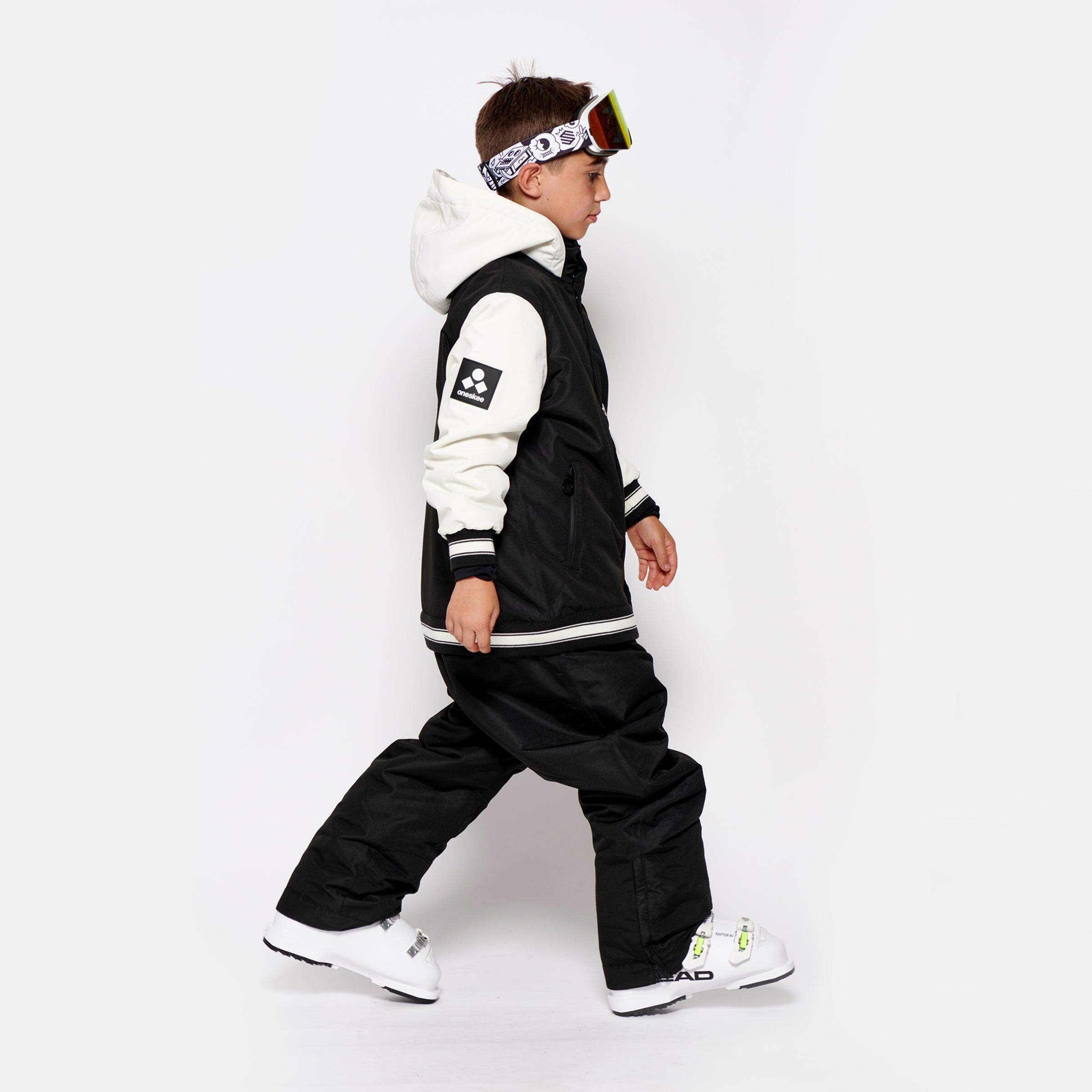 Kids 2-in-1 Snow Suit, Black Varsity 3/7
