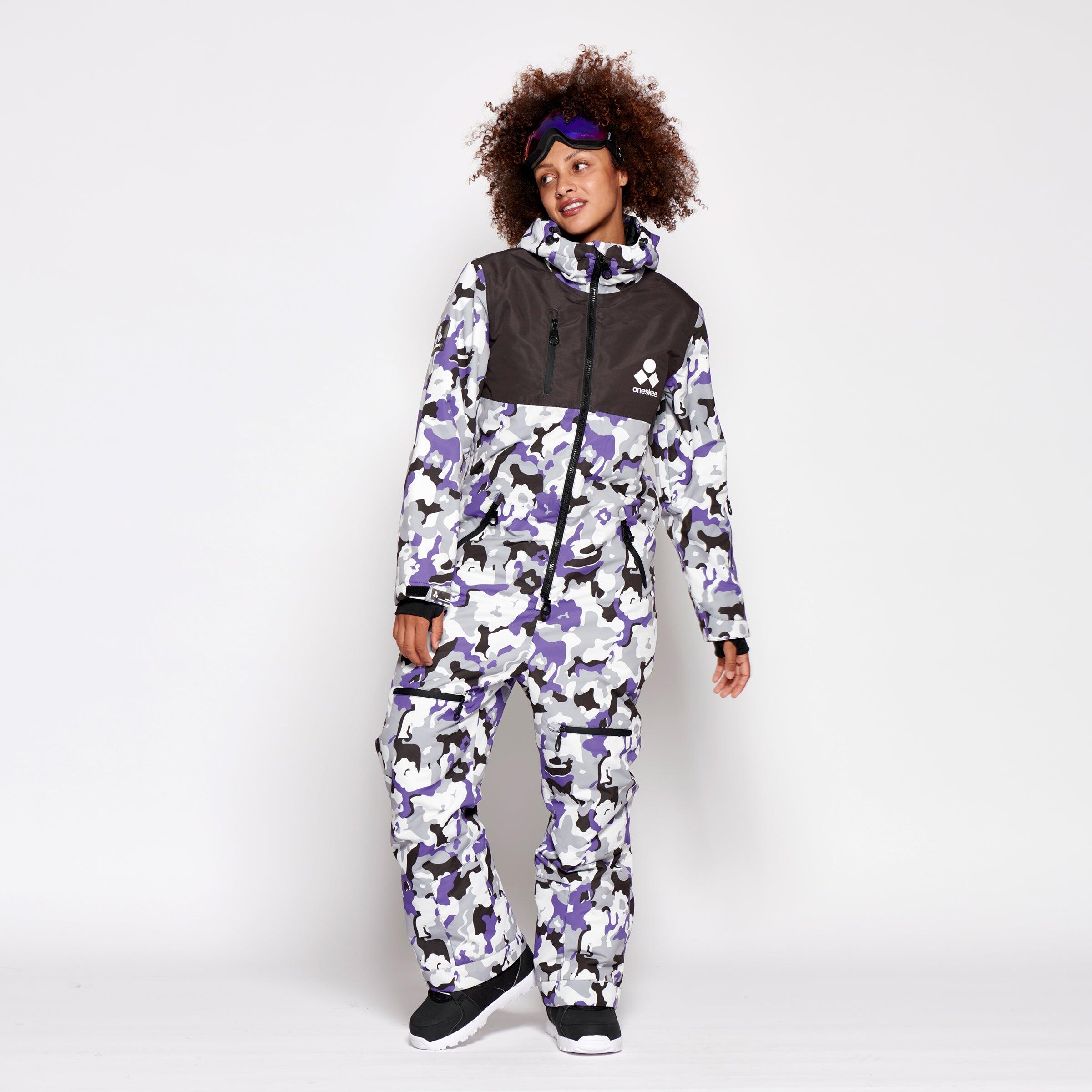 ONESKEE Women's Snow Suit, Purple Camo
