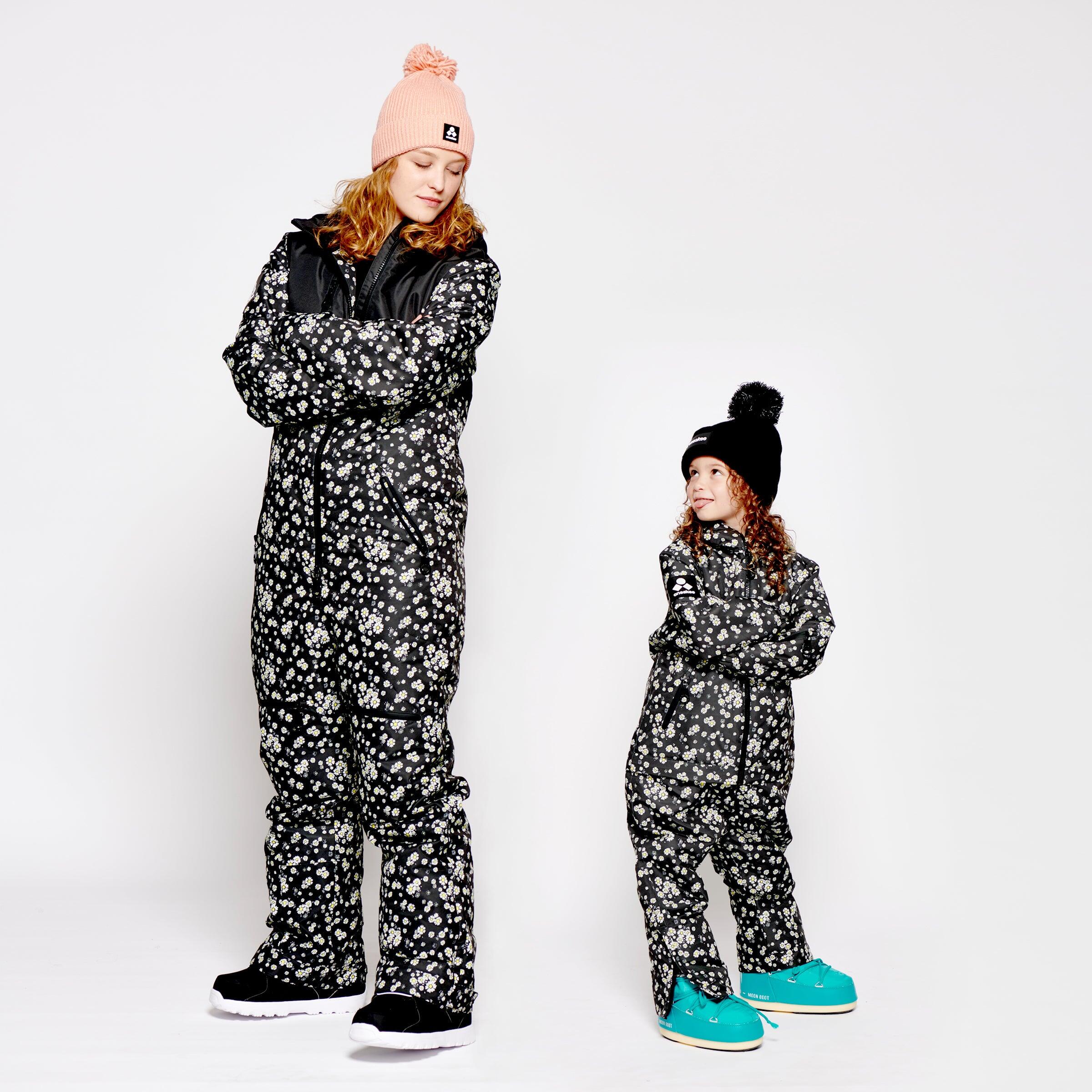 Kids 2-in-1 Snow Suit, Black Floral 5/7